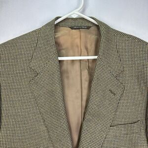 Canali Mens 44L‎ Brown Houndstooth Blazer Jacket Sport Coat 100% Wool Made Italy